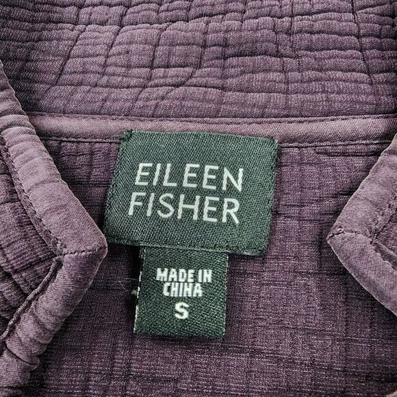 Eileen Fisher Jacket Womens Small Purple Textured Silk Rayon Blend Open Front - Picture 2 of 16